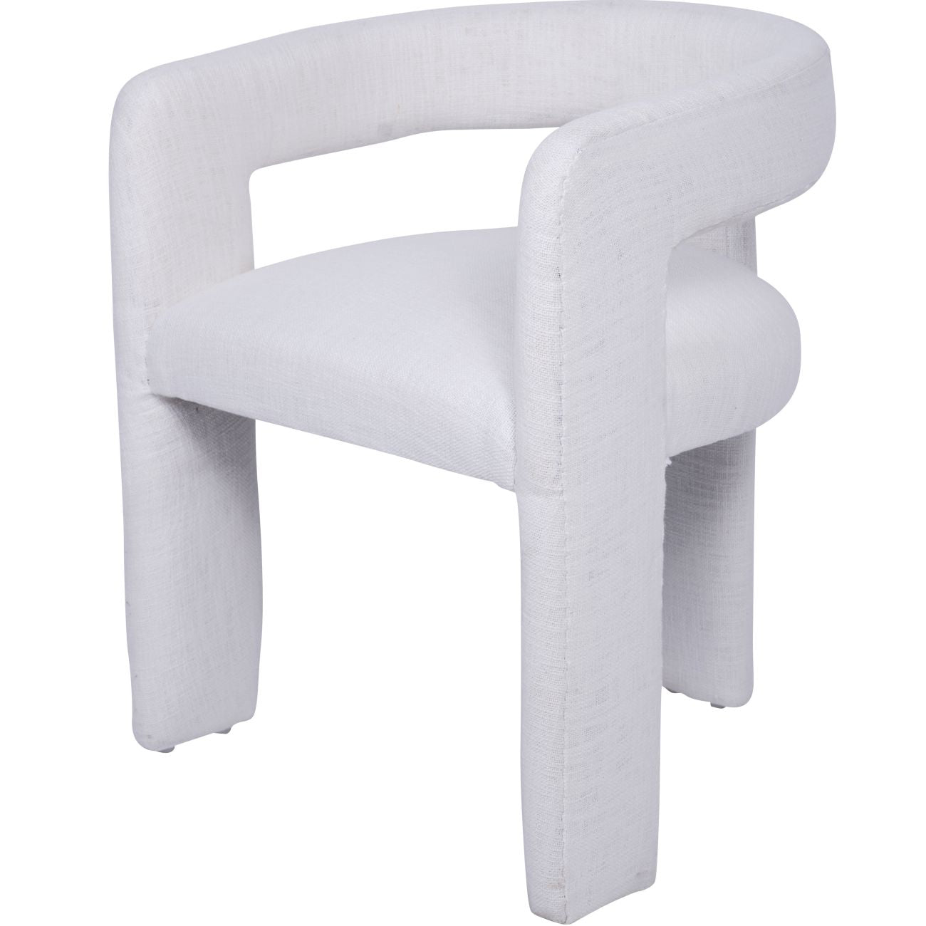 Slub Ivory White Linen Three Legged Slub Chair